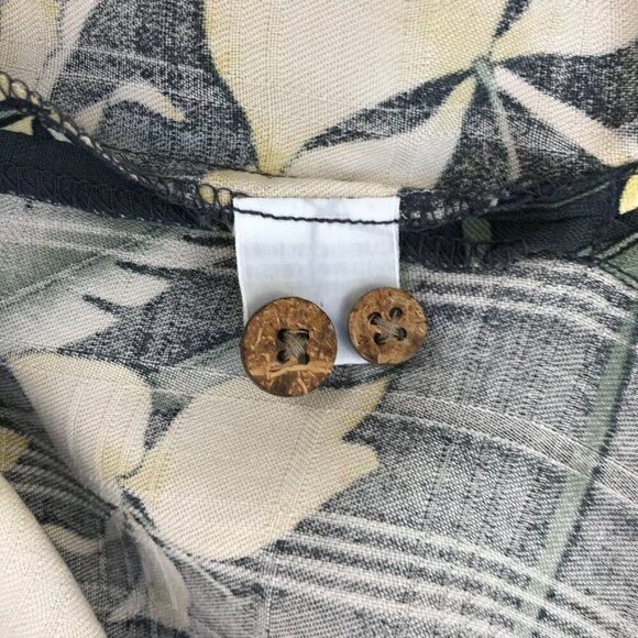 Tommy Bahama Gray 100% Silk Floral Hawaiian Shirt Size Large - Picture 6 of 8